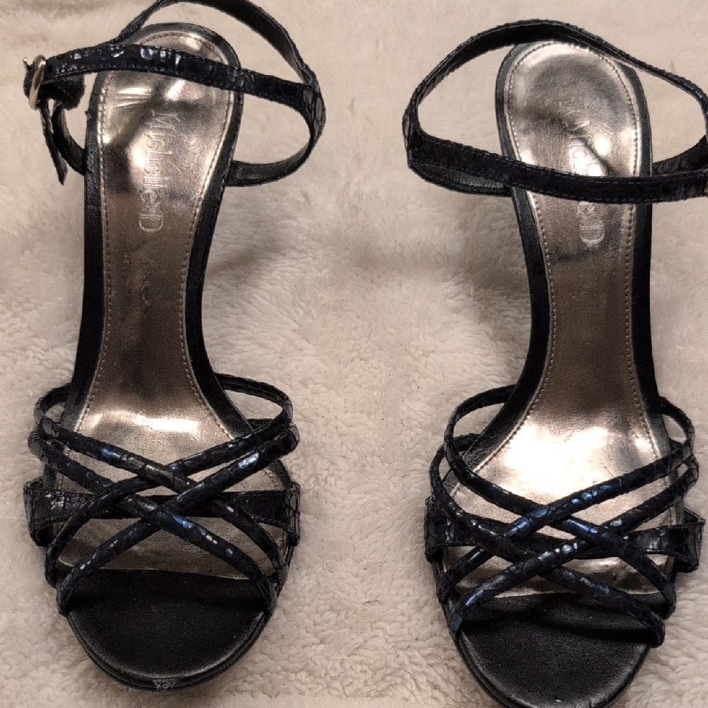 Michelle D Blue Heels with Delicate Ankle Straps